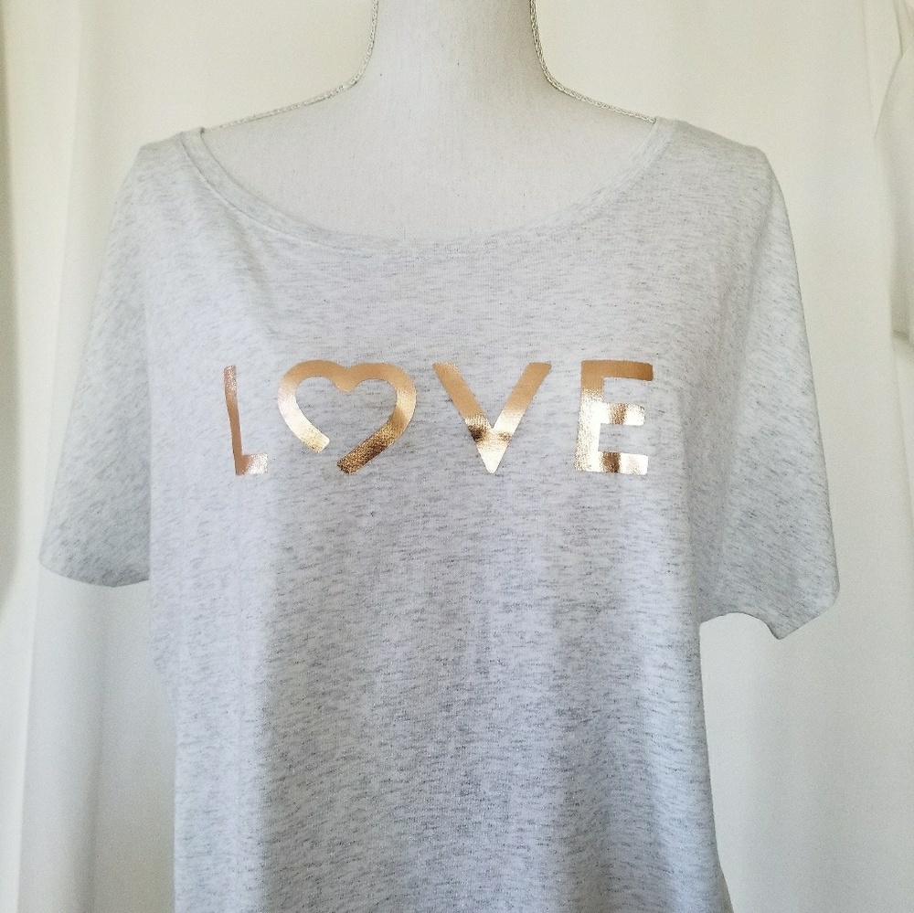 NWT Lucky Owl T-shirt Love Light Heather Grey XL